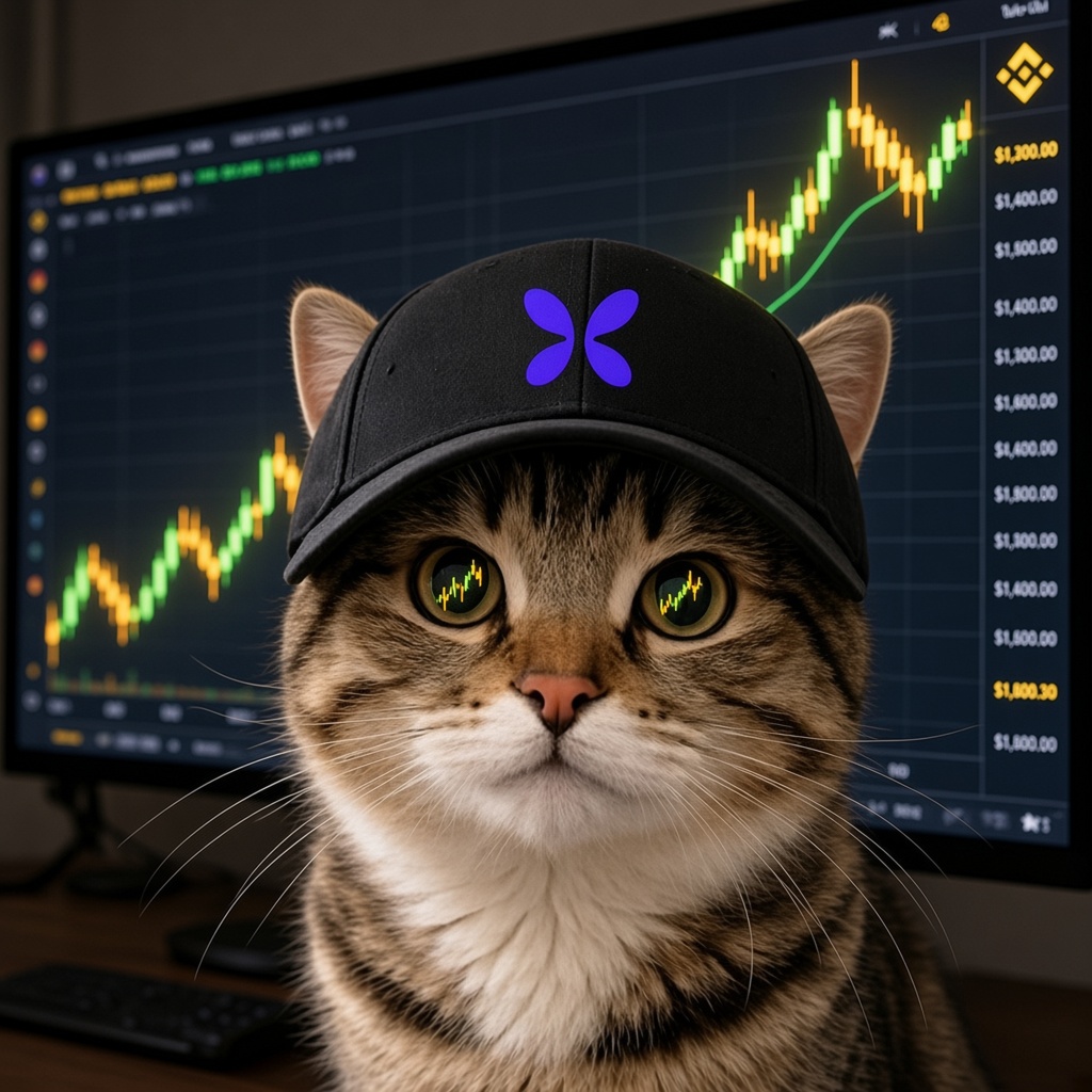 Flapcat watching a yellow Binance chart